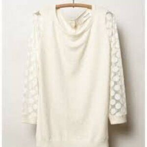 Anthropologie Sparrow Dot Lace Long Sleeve Pullover Sweater 3/4 Sleeve Large